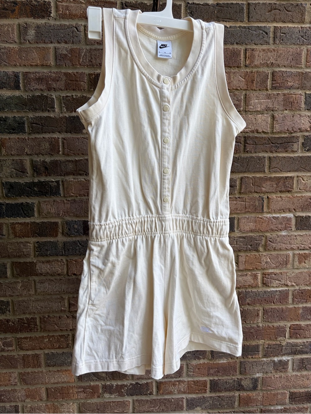 Nike Cream Button-Front Sleeveless Romper